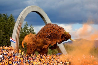Die Orange-Army bevölkert zur F1 den RedBullRing. Viele davon machen Camping in Spielberg am Schitterhof. 